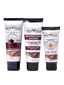 Menveda Detan Grooming Kit for Men | Face Wash, Scrub & Sunscreen (3 Pieces)
