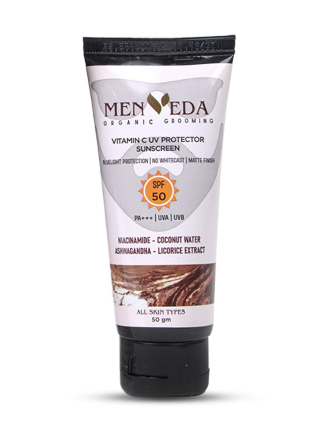 Menveda Sunscreen SPF50 PA+++ for Men | Matte Finish, No White Cast (50 g)