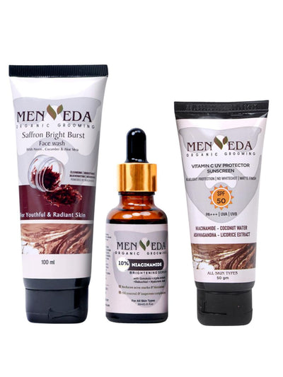Menveda Everyday Grooming Kit for Men | Face Wash, Serum & Sunscreen (3 Pieces)