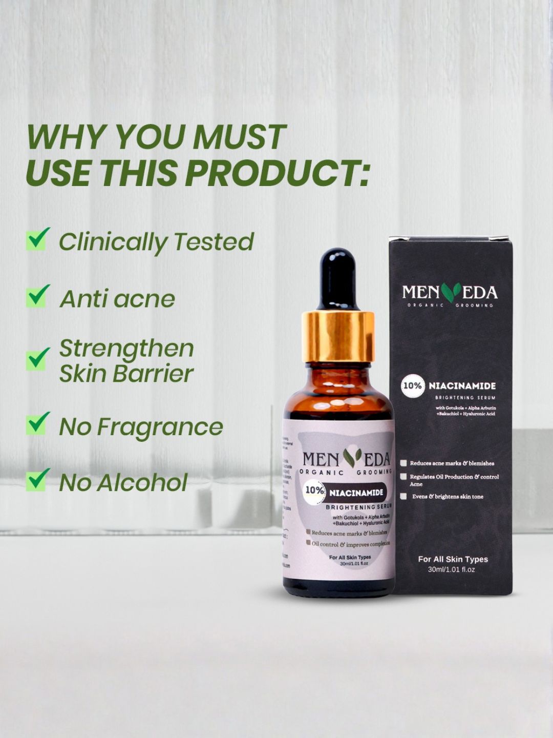 Menveda Brightening 10% Niacinamide Face Serum for Men (30 ml)