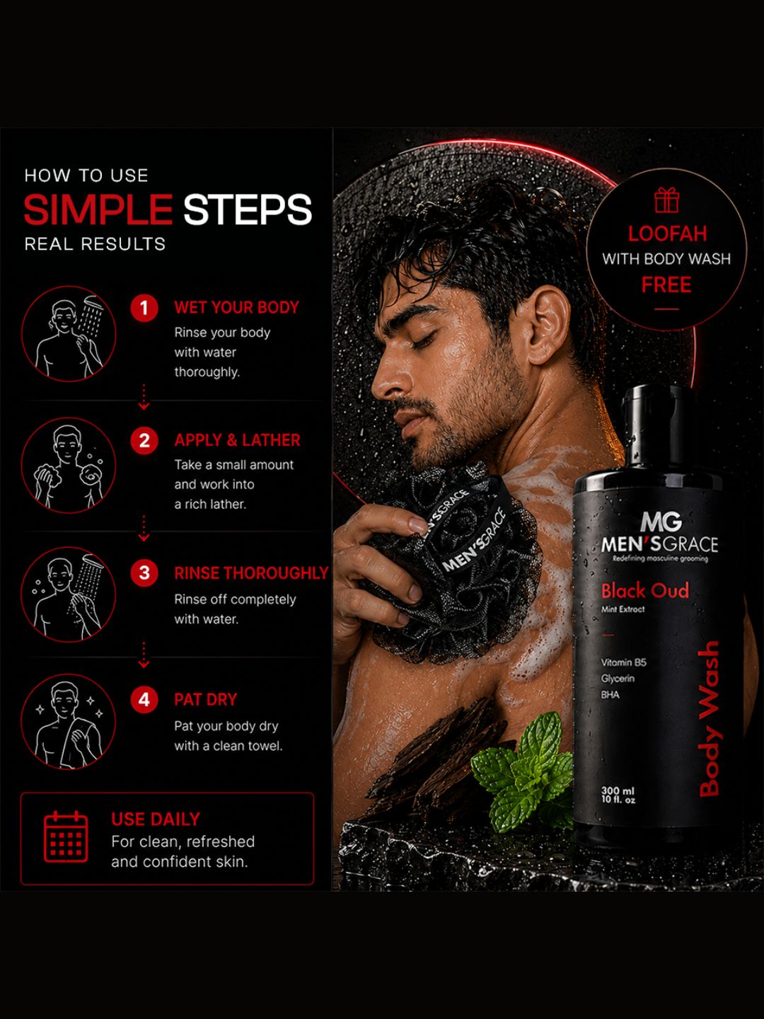 Men's Grace Cooling Mint Body Wash (300ml)