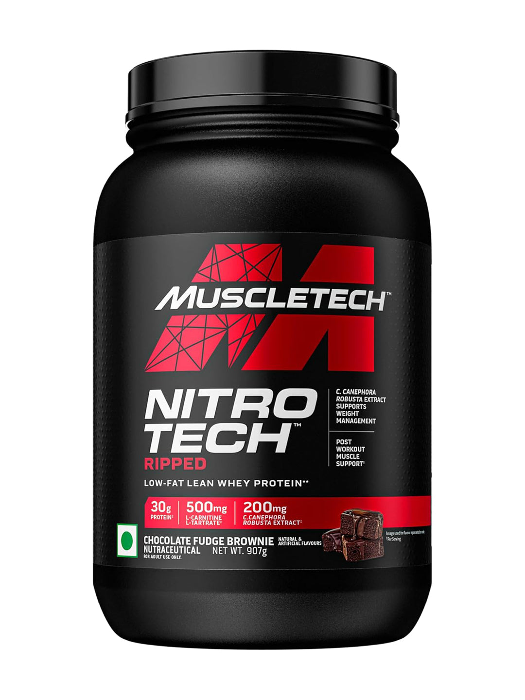 MuscleTech Nitro Tech Ripped Chocolate Fudge Brownie Powder (907 g)