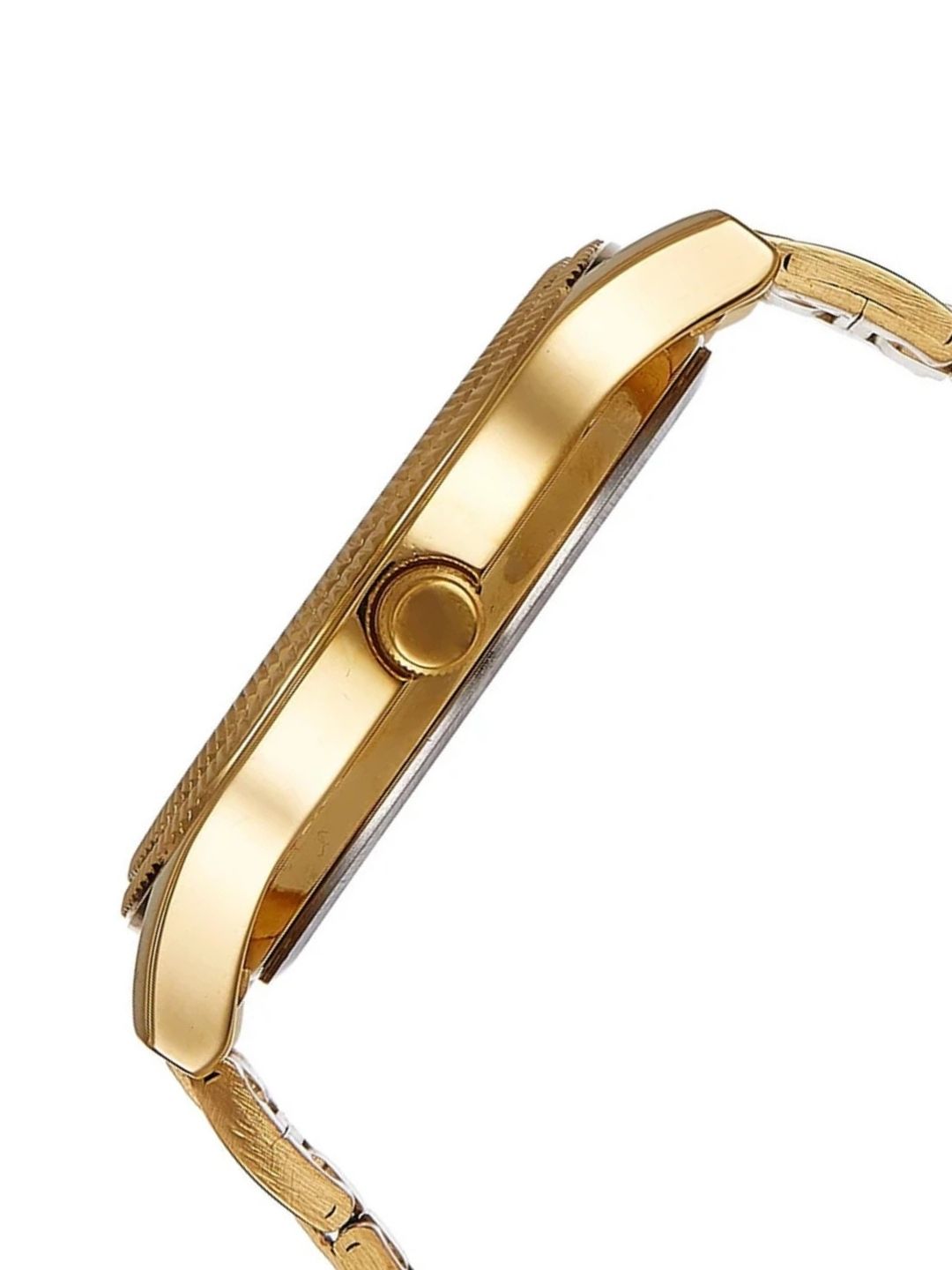 Titan Round Silver Dial Analog Watch With Day & Date Display & Golden Metal Strap - NL1650YM05