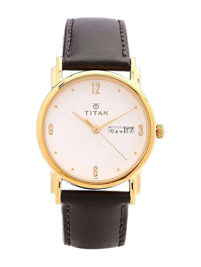 Titan Quartz Analog With White Dial Watch - NM1445YL04