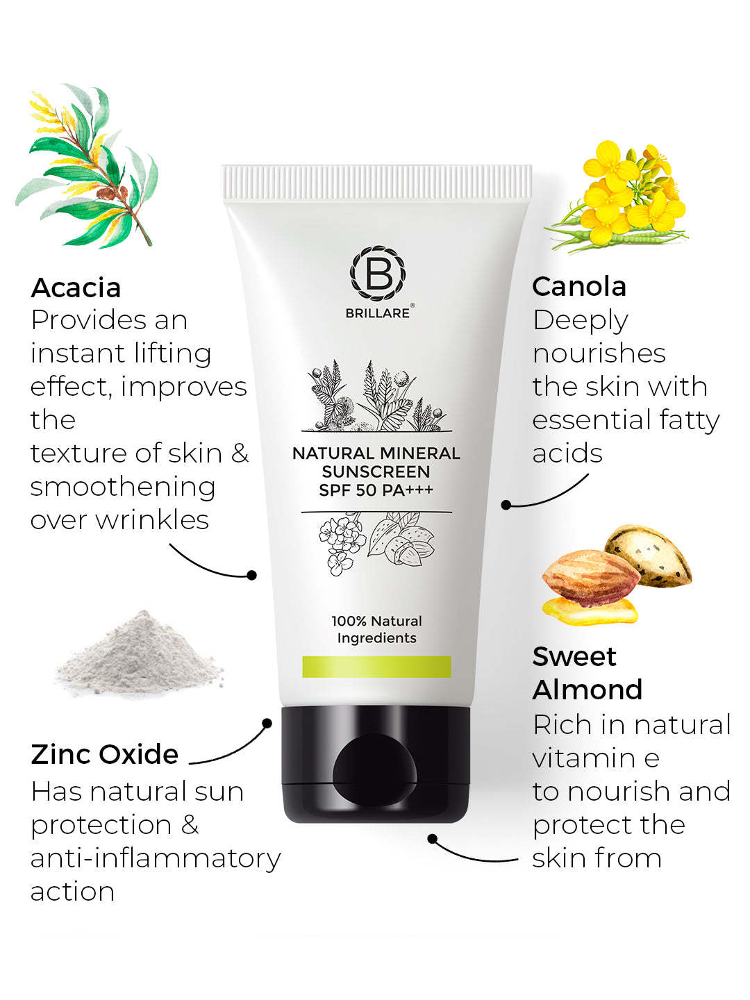 Brillare Natural Mineral Sunscreen SPF 50 (50g)