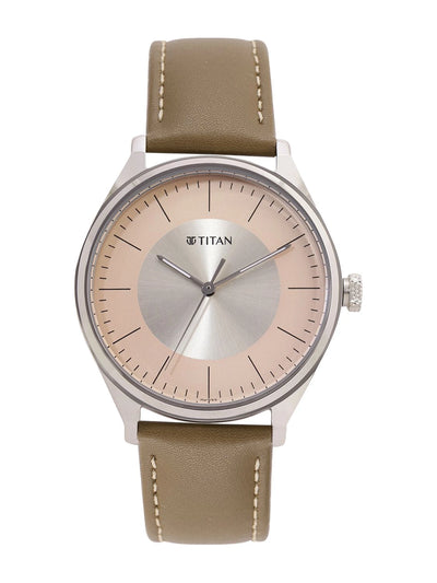Titan Workwear Urban Edge Quartz Analog Silver & Peach Dial Watch - NP1802SL09