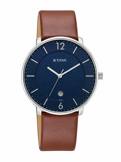 Titan Round Blue Dial Analog Watch - NR1849SL03