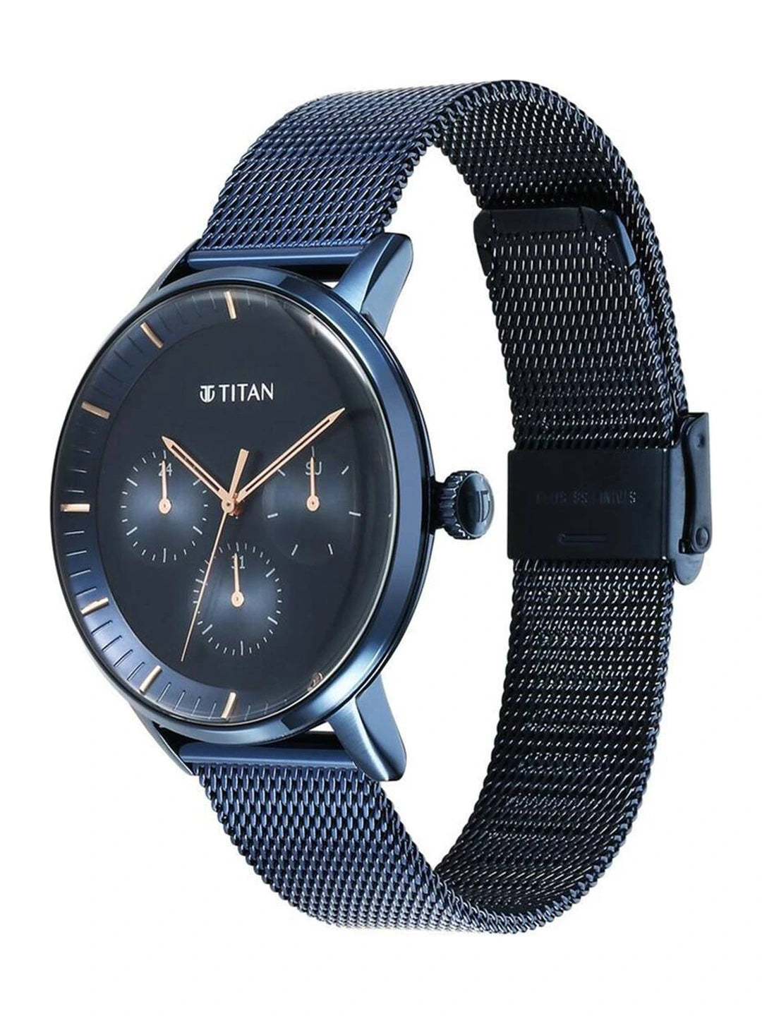 Titan Round Black Dial Analog Watch With Metal Strap - NS94006QM04