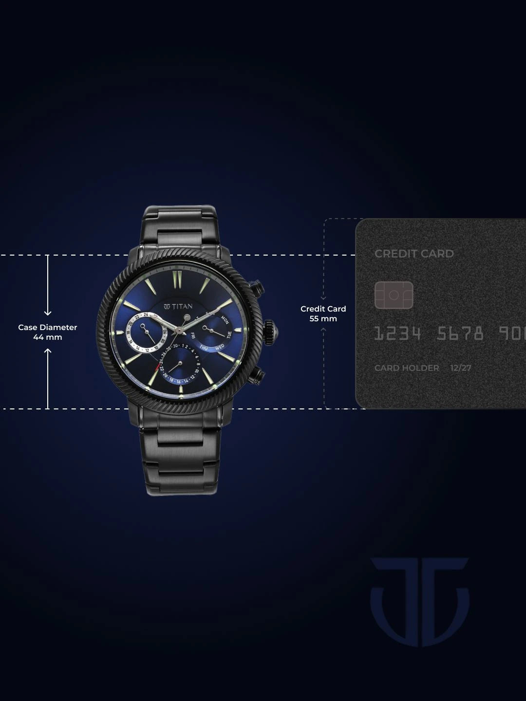 Titan Stellar Multifunction Analog With Blue Dial Watch - NT10012NM01