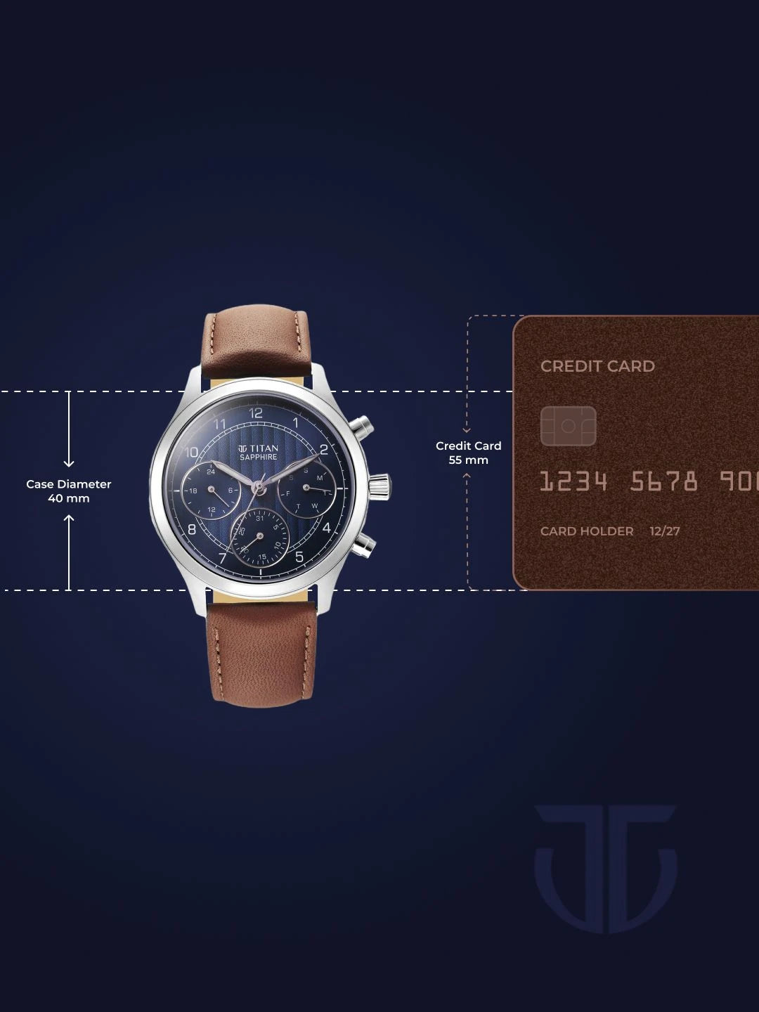Titan Sapphire Multifunction Analog With Blue Dial Watch - NT1874SL06