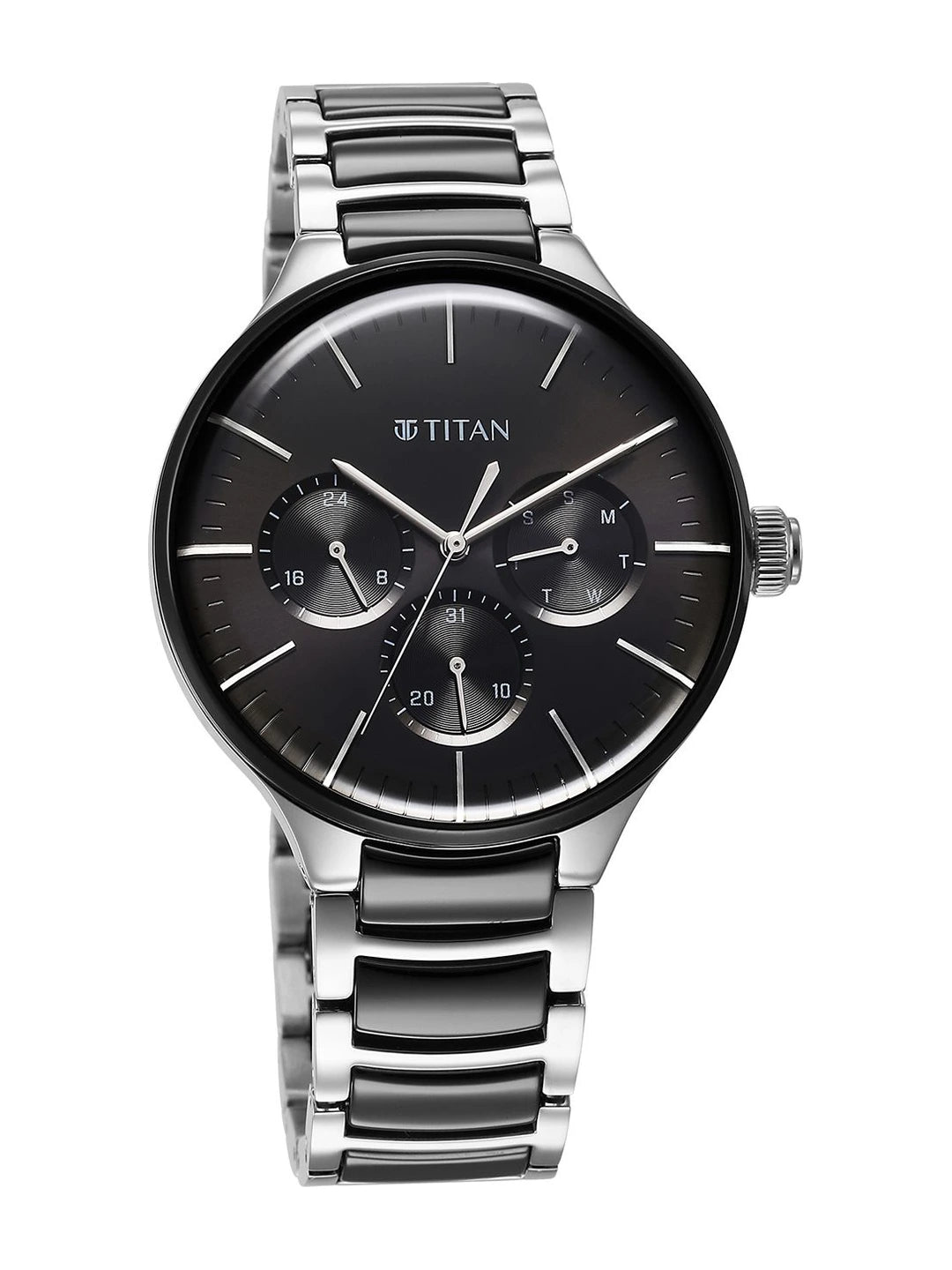 Titan Ceramic Fusion Multifunction Analog With Black Dial Watch - NT90148KD01