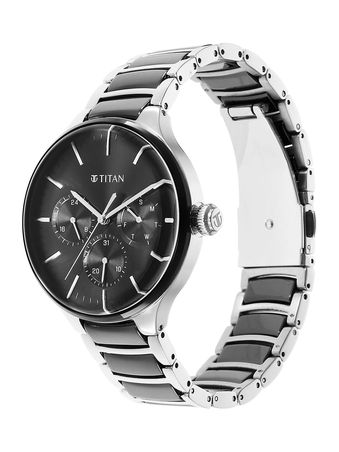 Titan Ceramic Fusion Multifunction Analog With Black Dial Watch - NT90148KD01