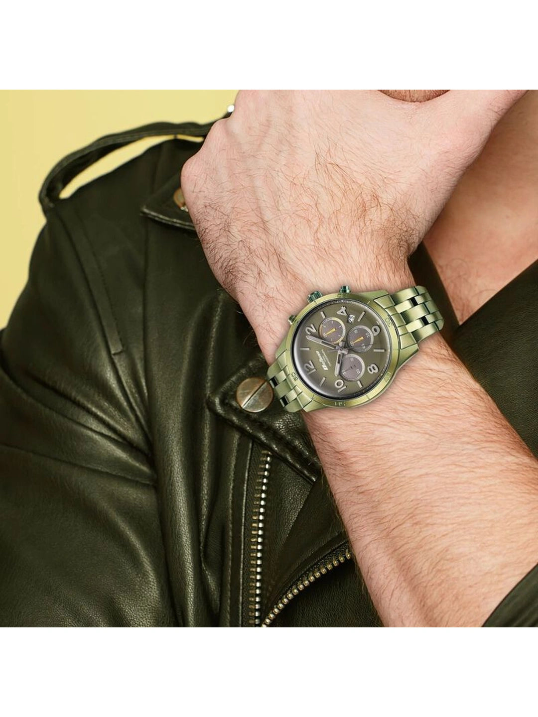 Titan Octane Round Green Dial Analog Watch - NT90153QM01
