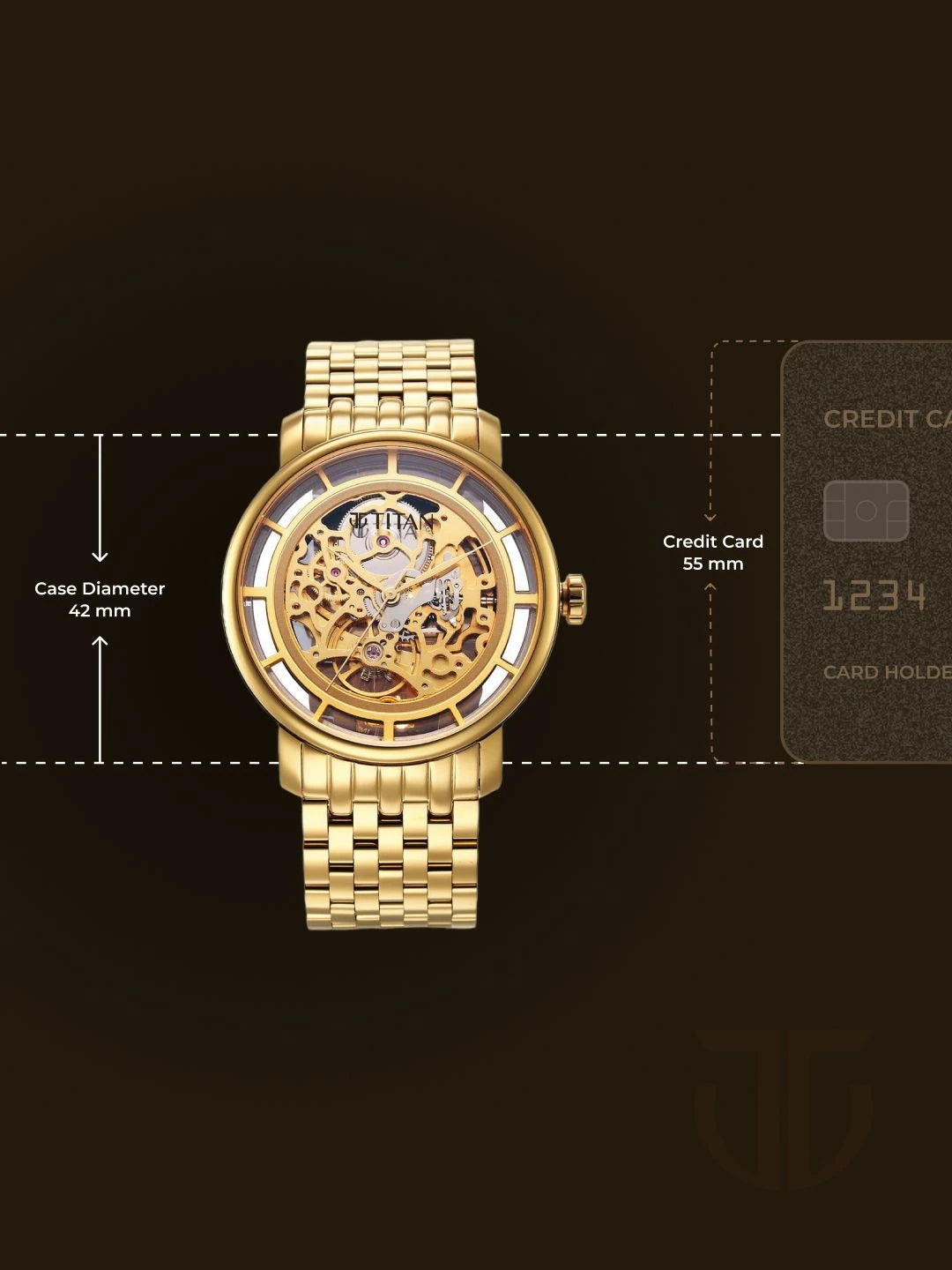 Titan Mechanical Slimline Automatic With Golden Dial Watch - NT90158YM01