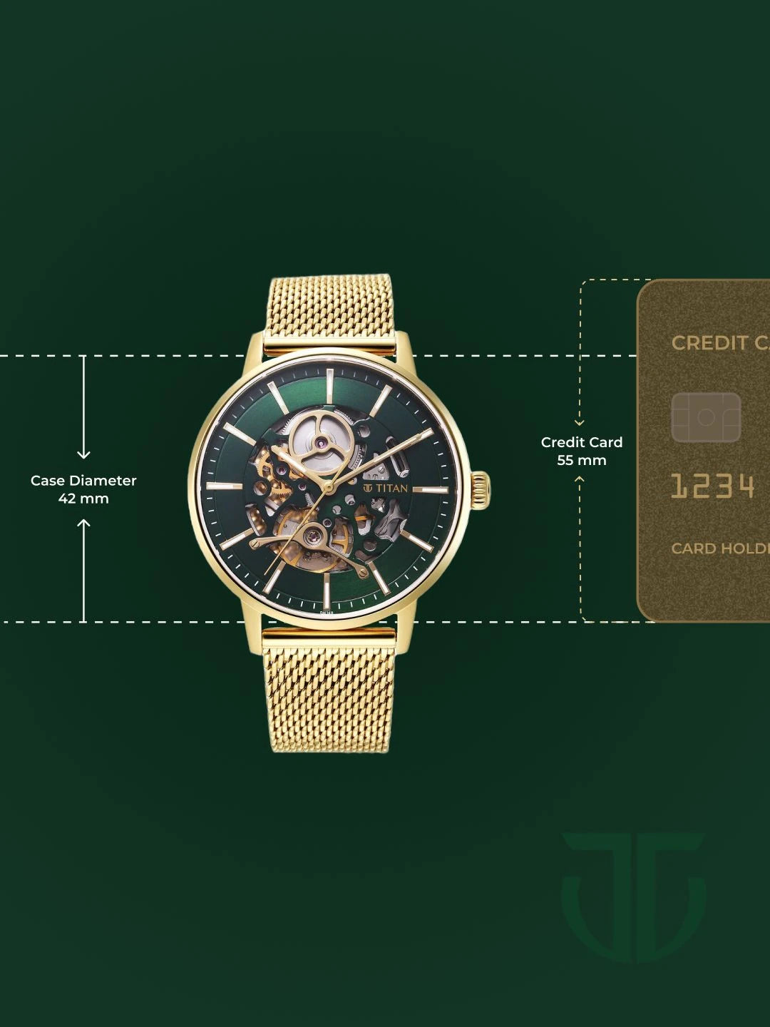 Titan Mechanical Slimline Automatic With Green Dial Watch - NT90159YM01