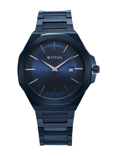 Titan Classic Slim Quartz Analog With Blue Dial Watch - NT90167QM01