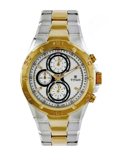 Titan Regalia Chronograph Analog With White Dial Watch - NT9308BM01