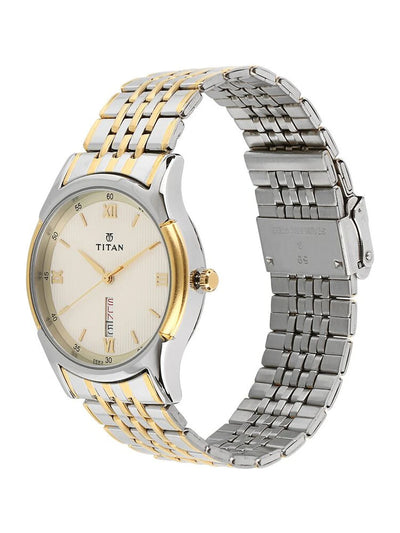 Titan Round White Dial Analog Watch - NU1636BM01