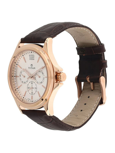 Titan Round White Dial Analog Watch - NU1698WL01