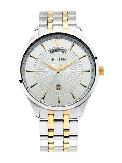 Titan Round White Dial Analog Watch - NU90127BM01