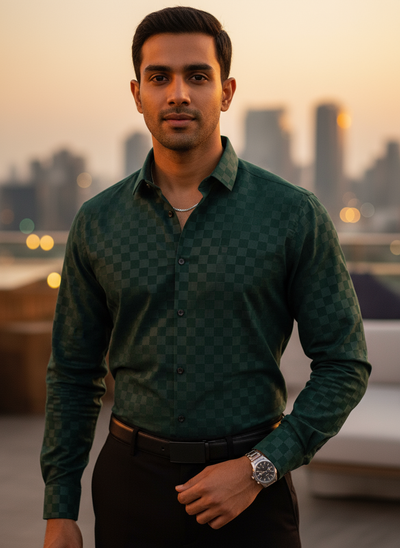 The Paribito Dark Green Cotton Party Shirt