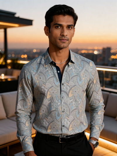 The Paribito Grey Cotton Party Shirt