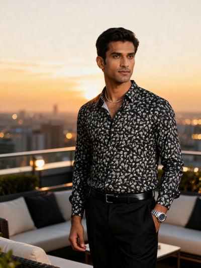 The Paribito Black Cotton Party Shirt