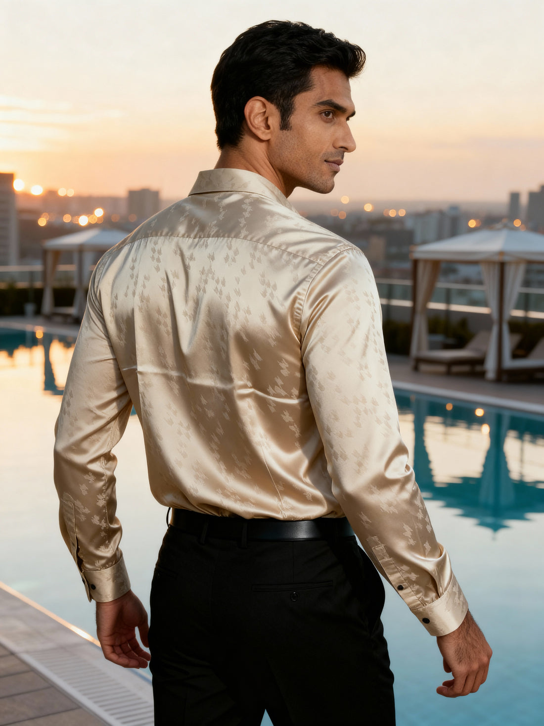 The Paribito Beige Viscose Rayon Party Shirt
