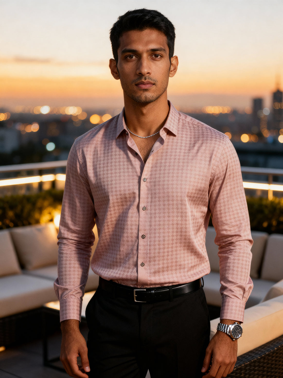 The Paribito Pink Satin Party Shirt