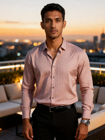 The Paribito Pink Satin Party Shirt