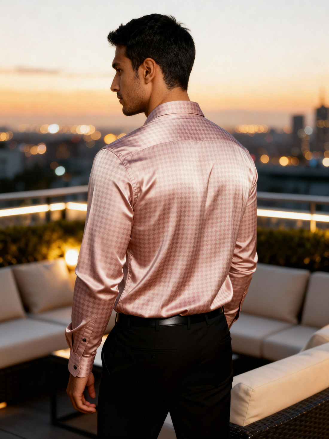 The Paribito Pink Satin Party Shirt