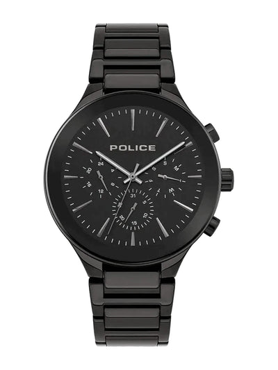 Police Round Black Dial Analog Watch With Metal Strap - PL15936JSU02M