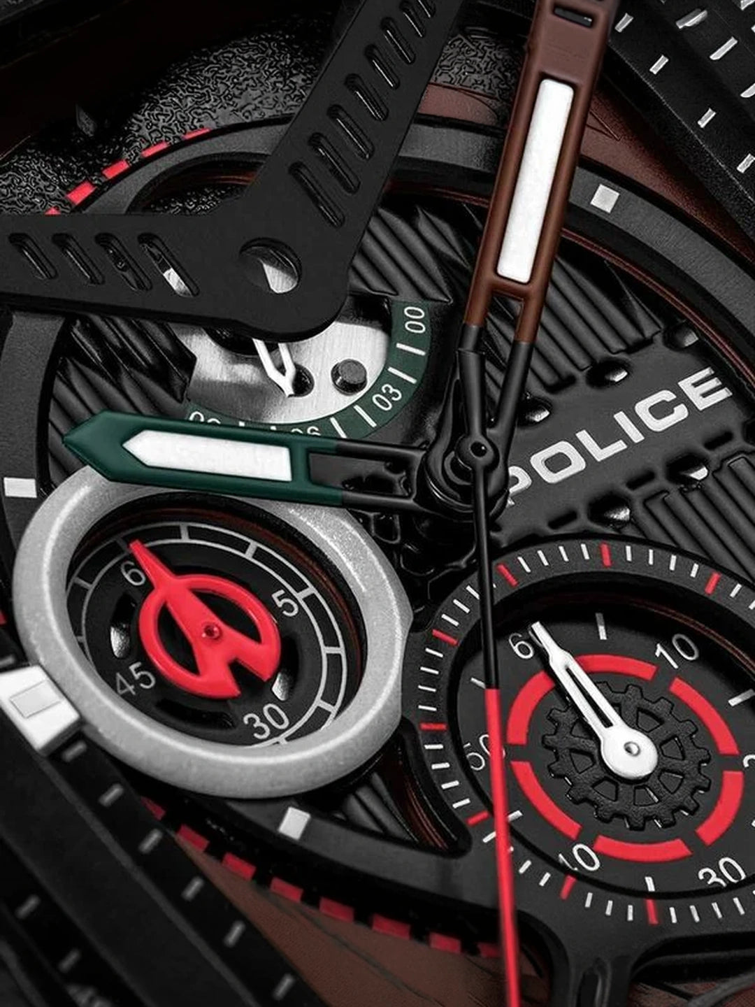 Police Rectangle Black Dial Chronograph Watch With Interchangeable Straps - PLPEWGC00770X0
