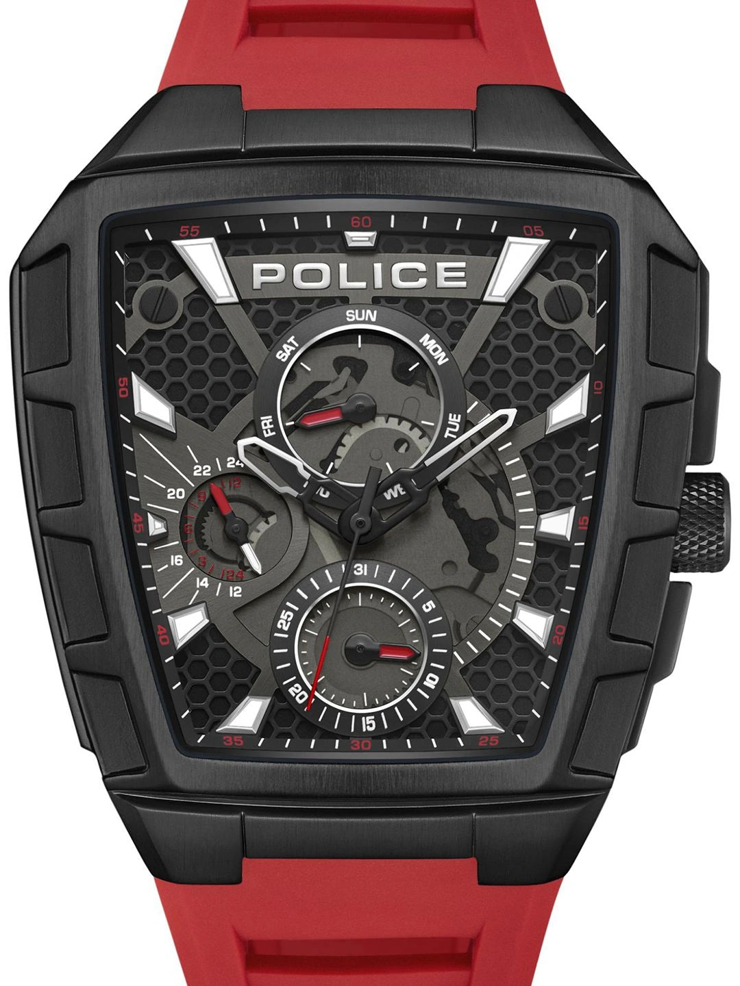 Police Asymmetric Black Dial Analog Watch With Silicone Strap - PLPEWGQ0056803