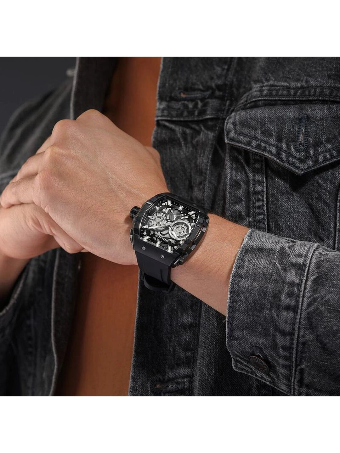 Police Rectangle Black Dial Analog Watch - PLPEWGQ0063001