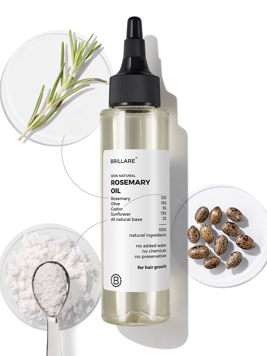 Brillare Rosemary, Castor and Olive Hair Oil (100ml)