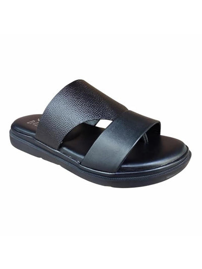Shoe Bazar Black Genuine Leather Sandals for Men