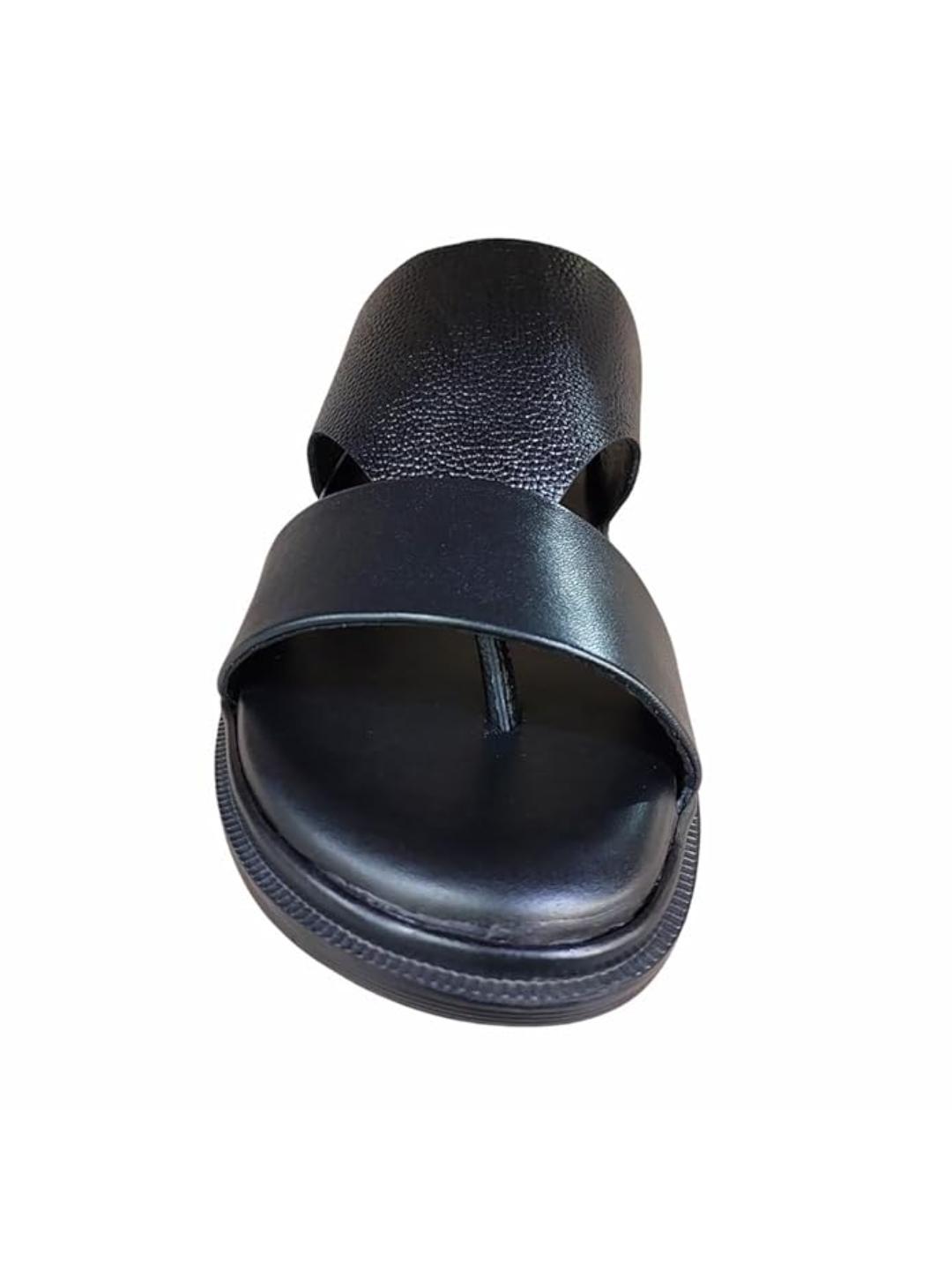 Shoe Bazar Black Genuine Leather Sandals for Men