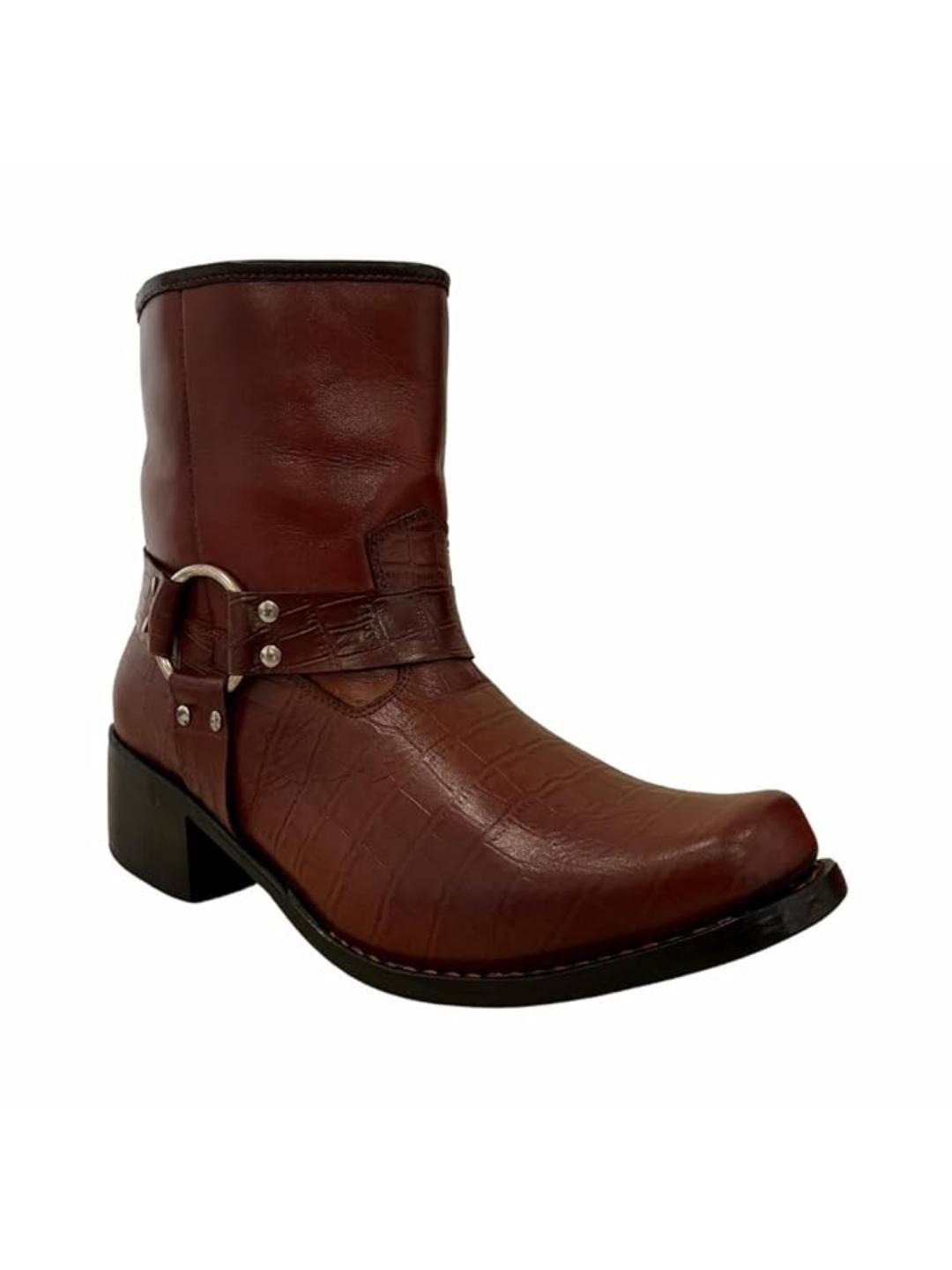 Shoe Bazar Tan Genuine Leather Cowboy Boots For Men