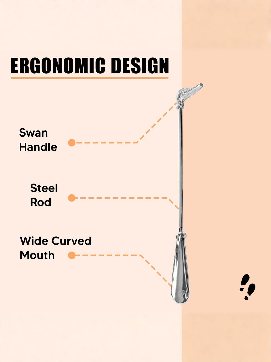 Shoe Mistri Premium Silver Aluminium Shoehorn - 24” Swan Head Handle