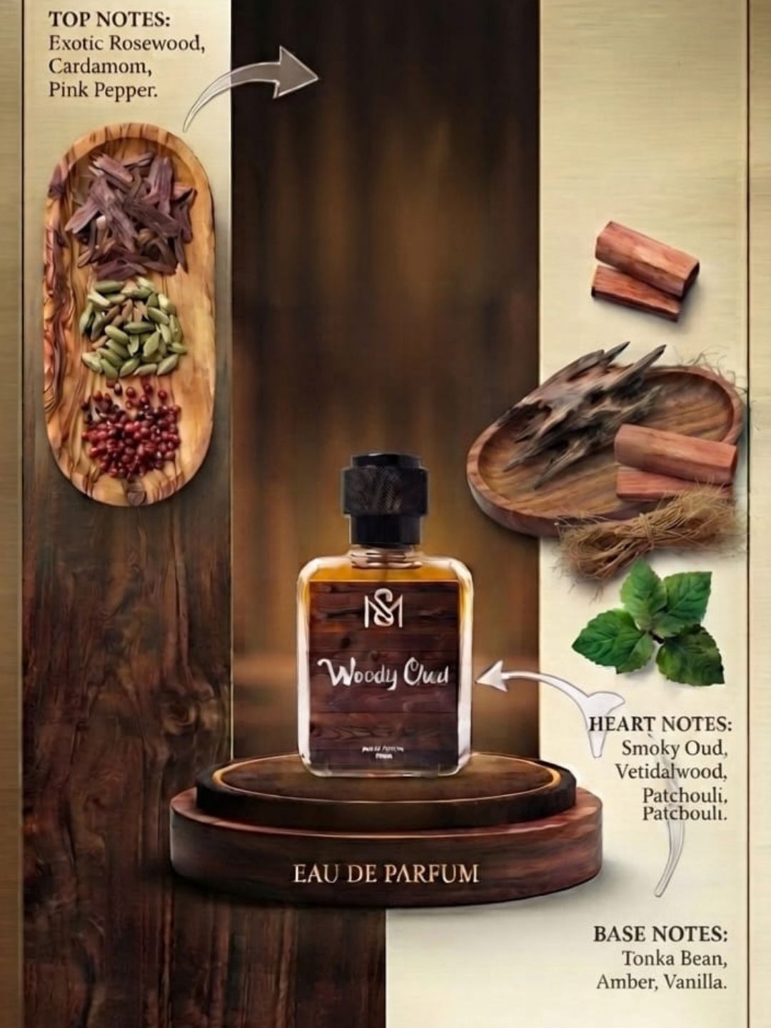 SM Perfumes Woody Oud EDP (50ml)