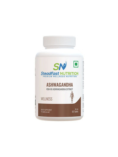 Steadfast Nutrition Ashwagandha KSM-66 Tablets (Pack of 60 Tablets)