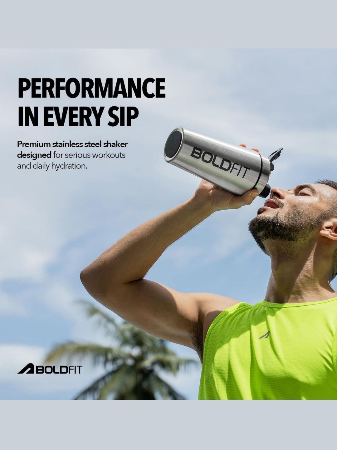 Boldfit Stainless Steel Protein Shaker 700ml with Blender Blade