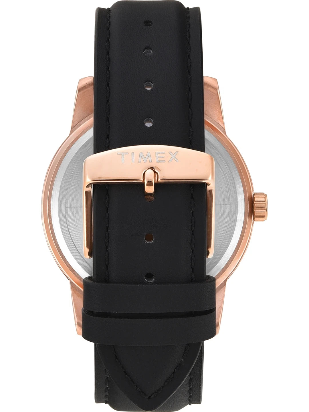 Timex Round Silver Dial Multifunction Watch With Black Leather Strap - TWEG18908