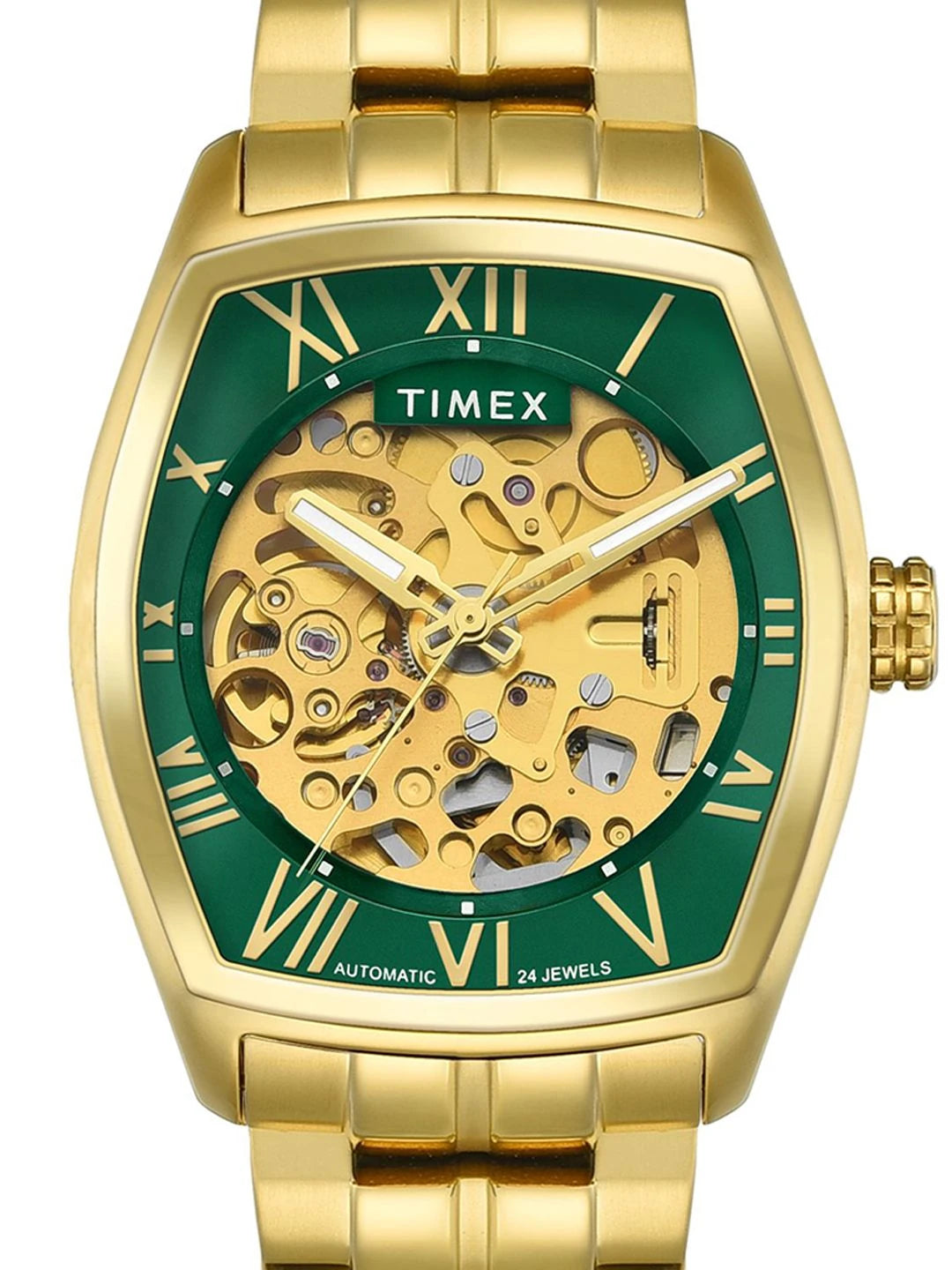 Timex Signio Tonneau 21mm Green Dial Analog Automatic Watch - TWEG25904