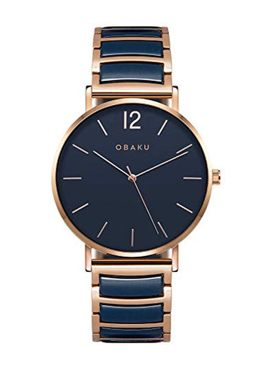 Obaku Round Blue Dial Analog Watch With Metal Strap - V197GXVLSL