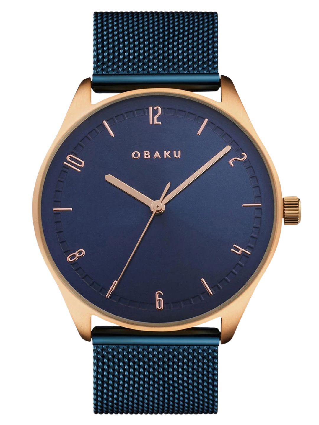Obaku Round Blue Dial Analog Watch With Metal Strap - V235GXVLML