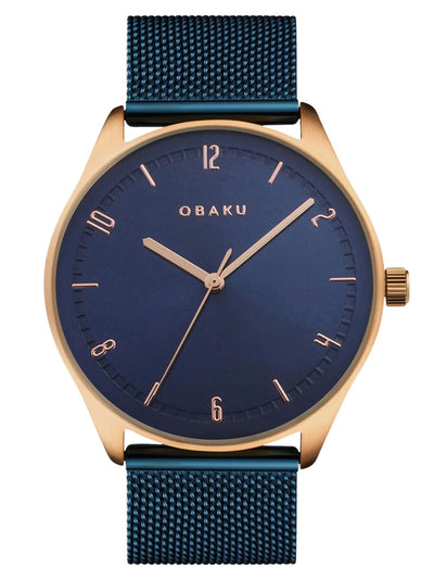 Obaku Round Blue Dial Analog Watch With Metal Strap - V235GXVLML