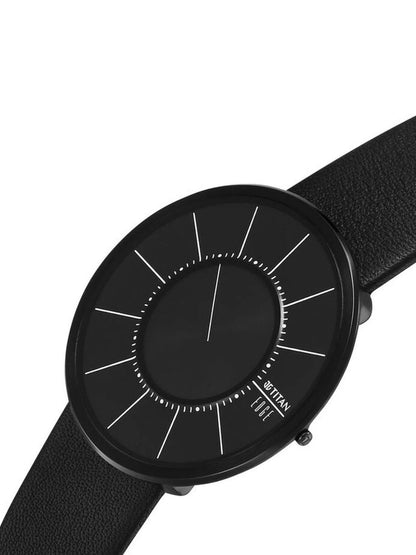 Titan Edge Round Black Dial Analog Watch - 10003NL02