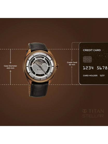 Titan Stellar Automatic Silver Round Dial Stainless Steel Watch  - 10011QL01